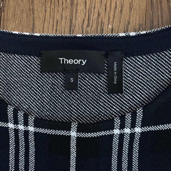 Theory Kalora Knit Sleeveless Peplum Top In Blue White - Size S - Picture 6 of 12